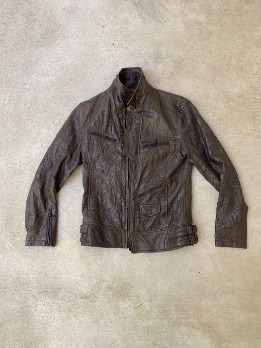 Japanese Brand Tete Homme Camo Lined Wrinkled Leather Jacket | Grailed