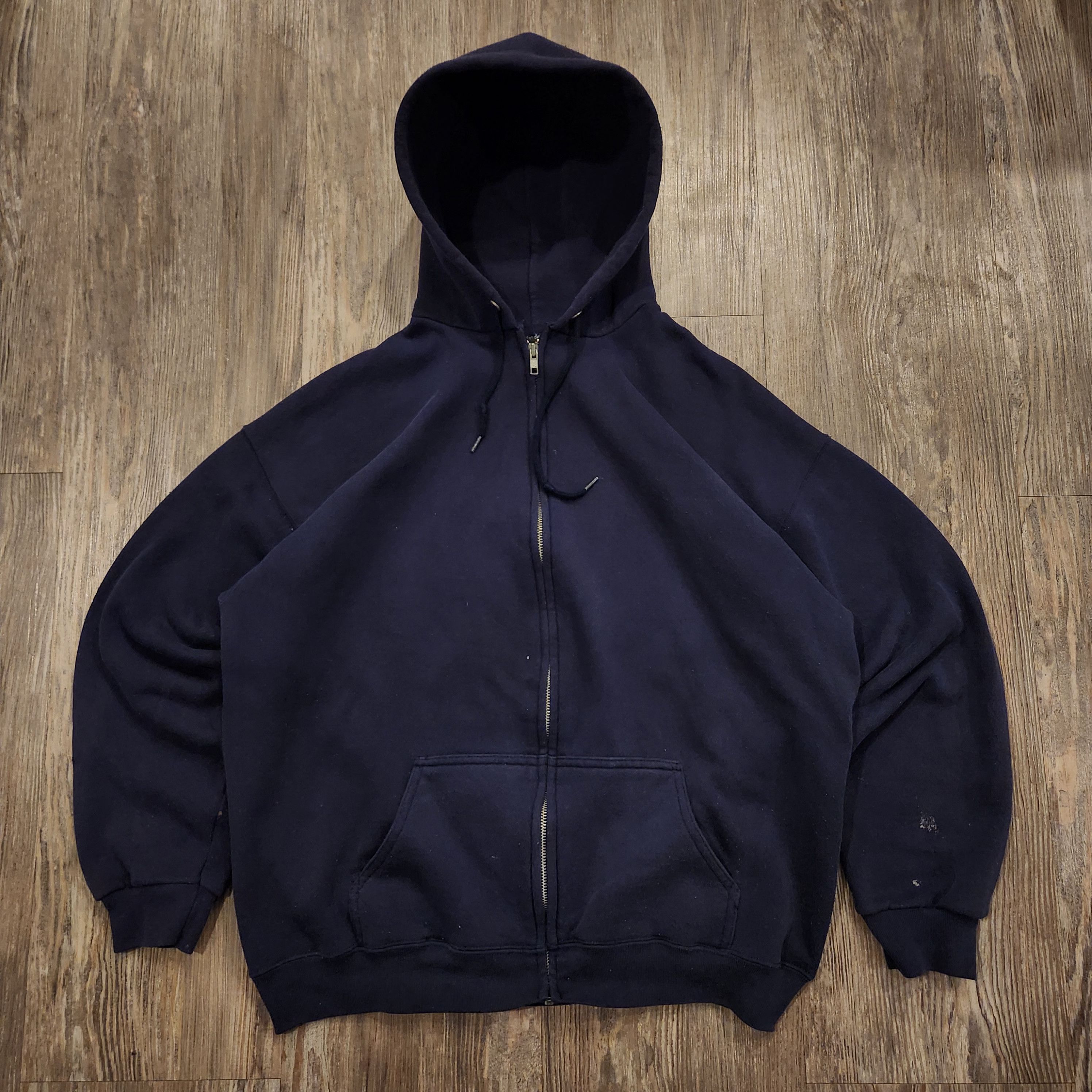 Vintage 90s Blank Zip Up Hoodie Heavyweight Faded