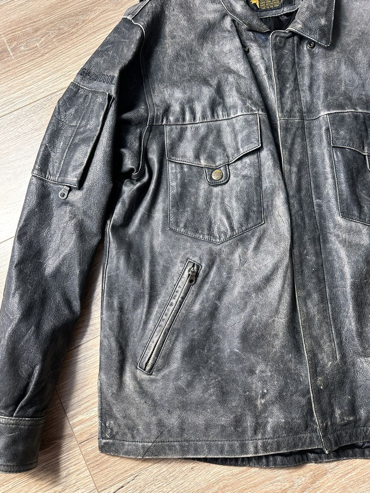 Harley Davidson × Vintage Vintage Harley Davidson Leather Faded Jacket Size US L / EU 52-54 / 3 - 3 Thumbnail