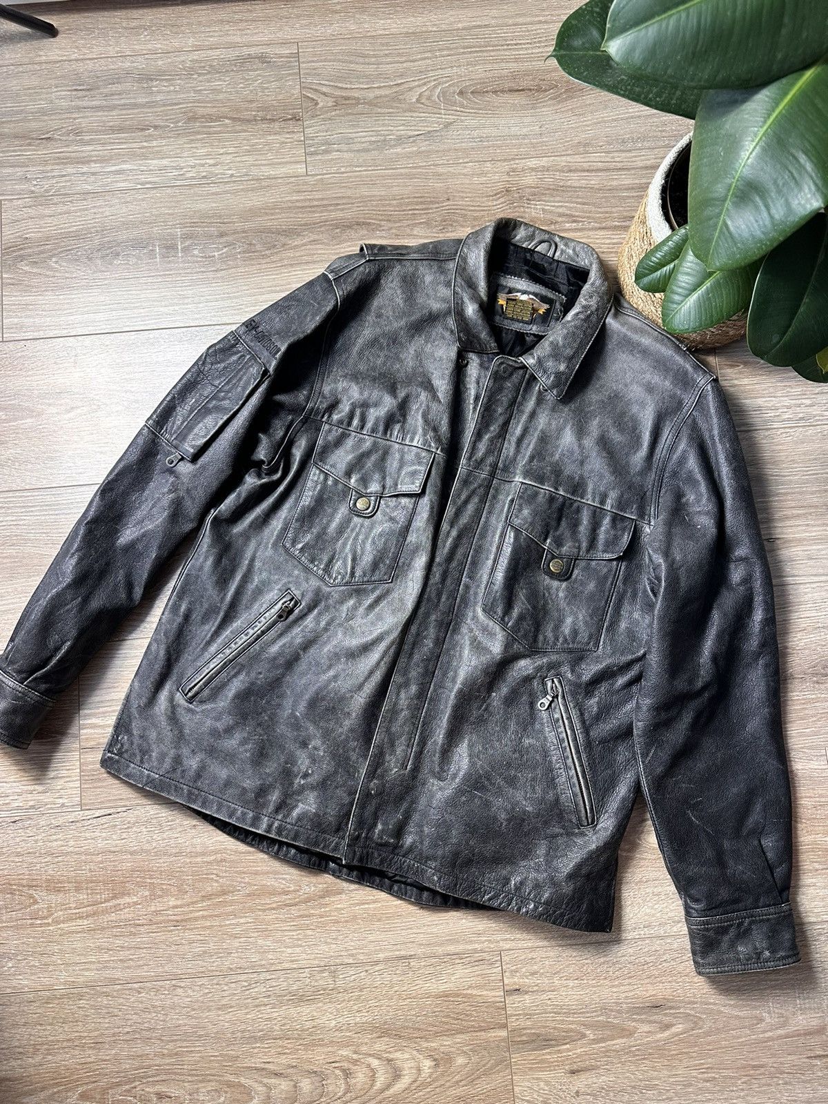 Harley Davidson × Vintage Vintage Harley Davidson Leather Faded Jacket Size US L / EU 52-54 / 3 - 1 Thumbnail