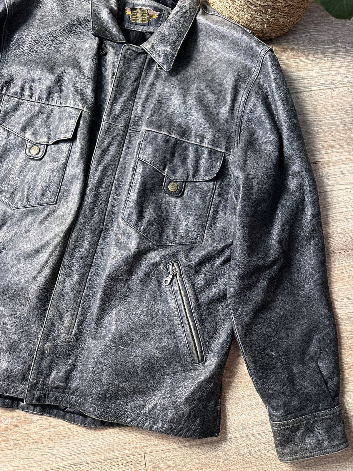 Harley Davidson × Vintage Vintage Harley Davidson Leather Faded Jacket Size US L / EU 52-54 / 3 - 2 Thumbnail