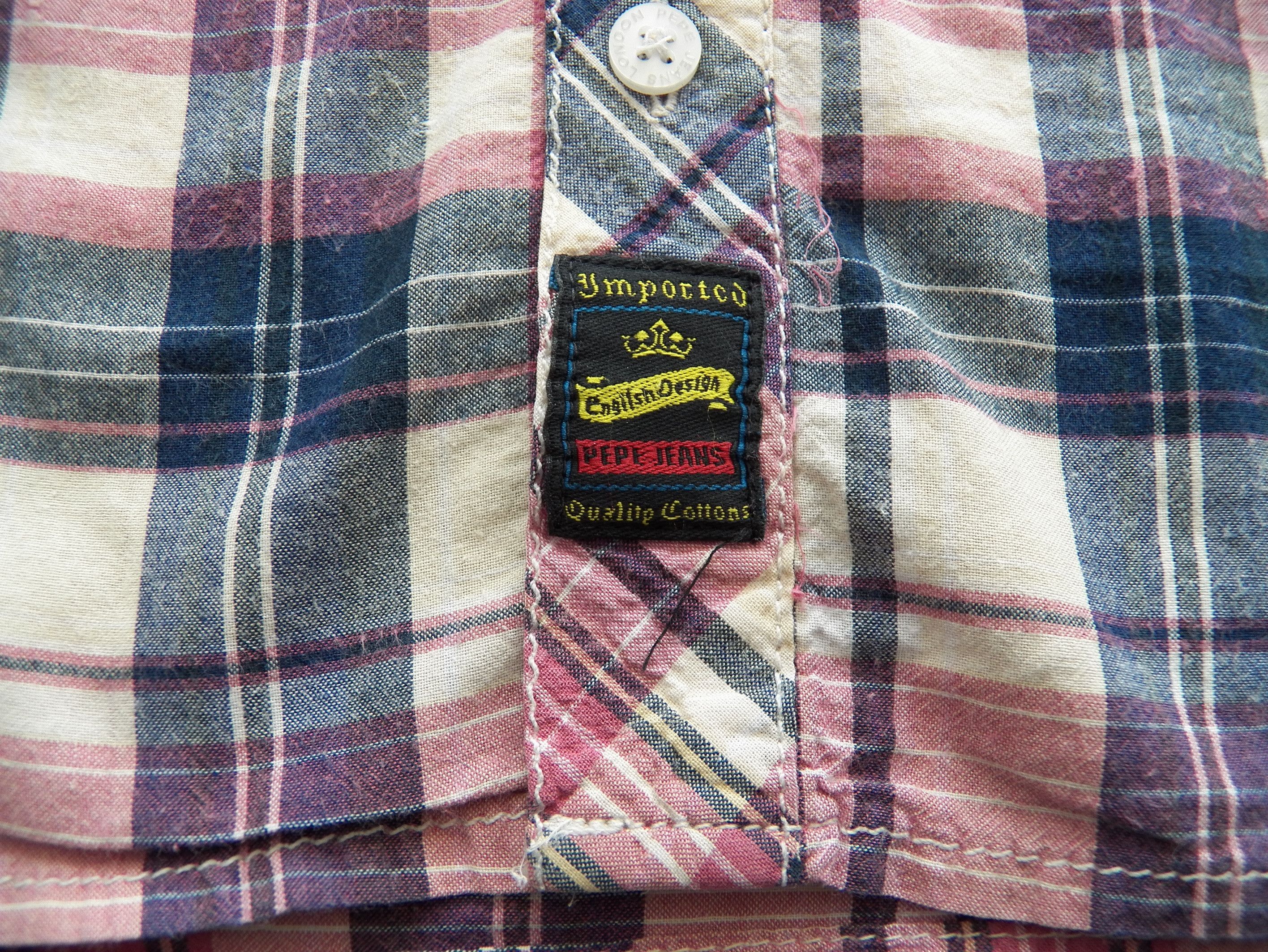 Pepe Jeans PEPE JEANS SHIRT Size L pink blue check shortsleeve Slim Fit Size US L / EU 52-54 / 3 - 8 Thumbnail