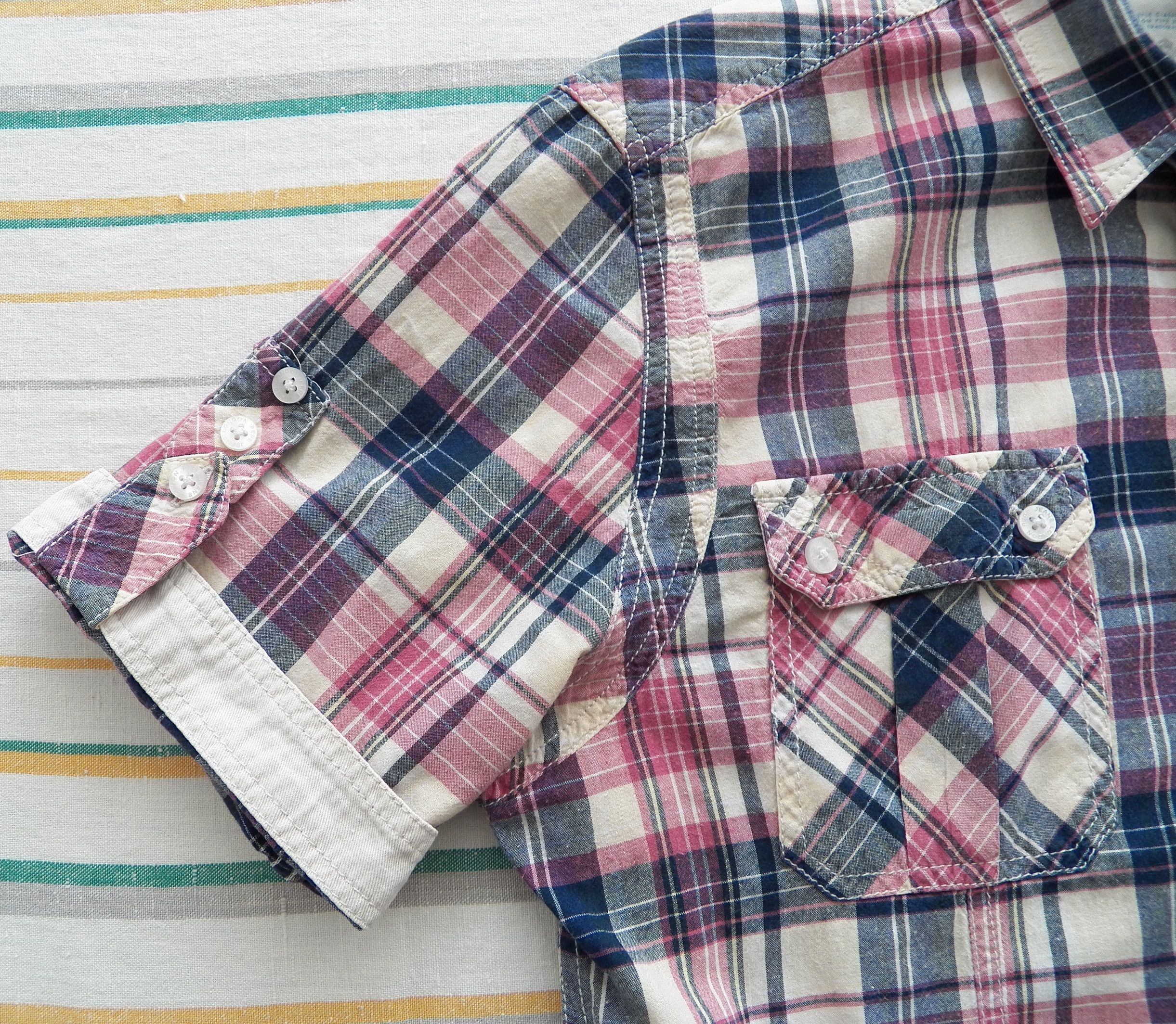 Pepe Jeans PEPE JEANS SHIRT Size L pink blue check shortsleeve Slim Fit Size US L / EU 52-54 / 3 - 9 Thumbnail