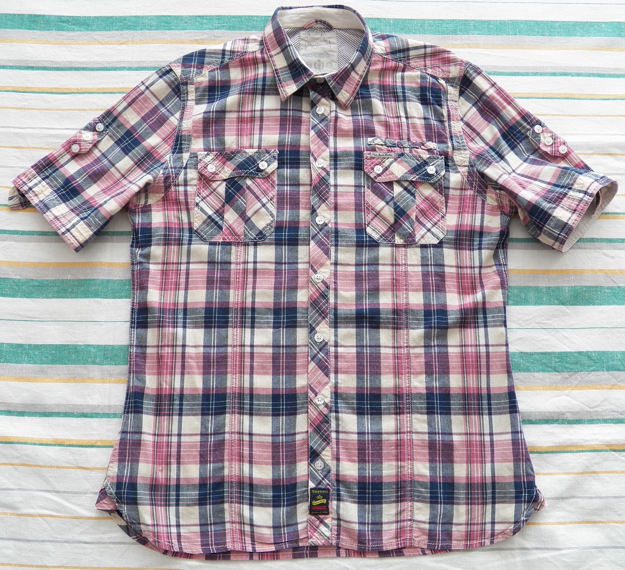 Pepe Jeans PEPE JEANS SHIRT Size L pink blue check shortsleeve Slim Fit Size US L / EU 52-54 / 3 - 1 Thumbnail
