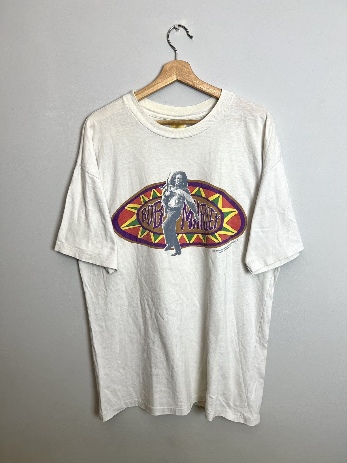 Bob Marley Rare Vintage 1997 Bob Marley Rap Band T-Shirt White Size XL Size US XL / EU 56 / 4 - 1 Thumbnail