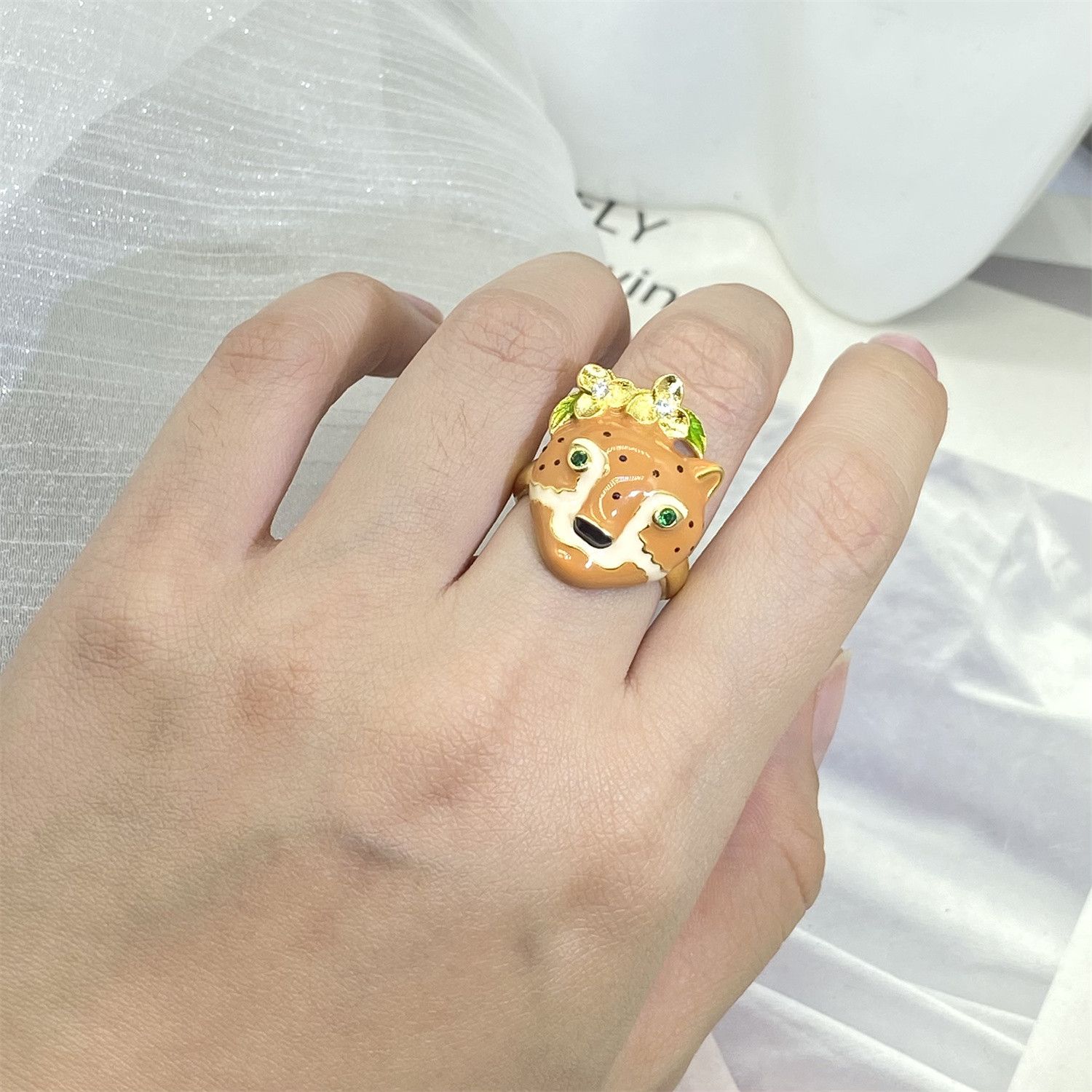 Jewelry Creative Animal Lion Handmade Enamel Ring Size ONE SIZE - 1 Thumbnail