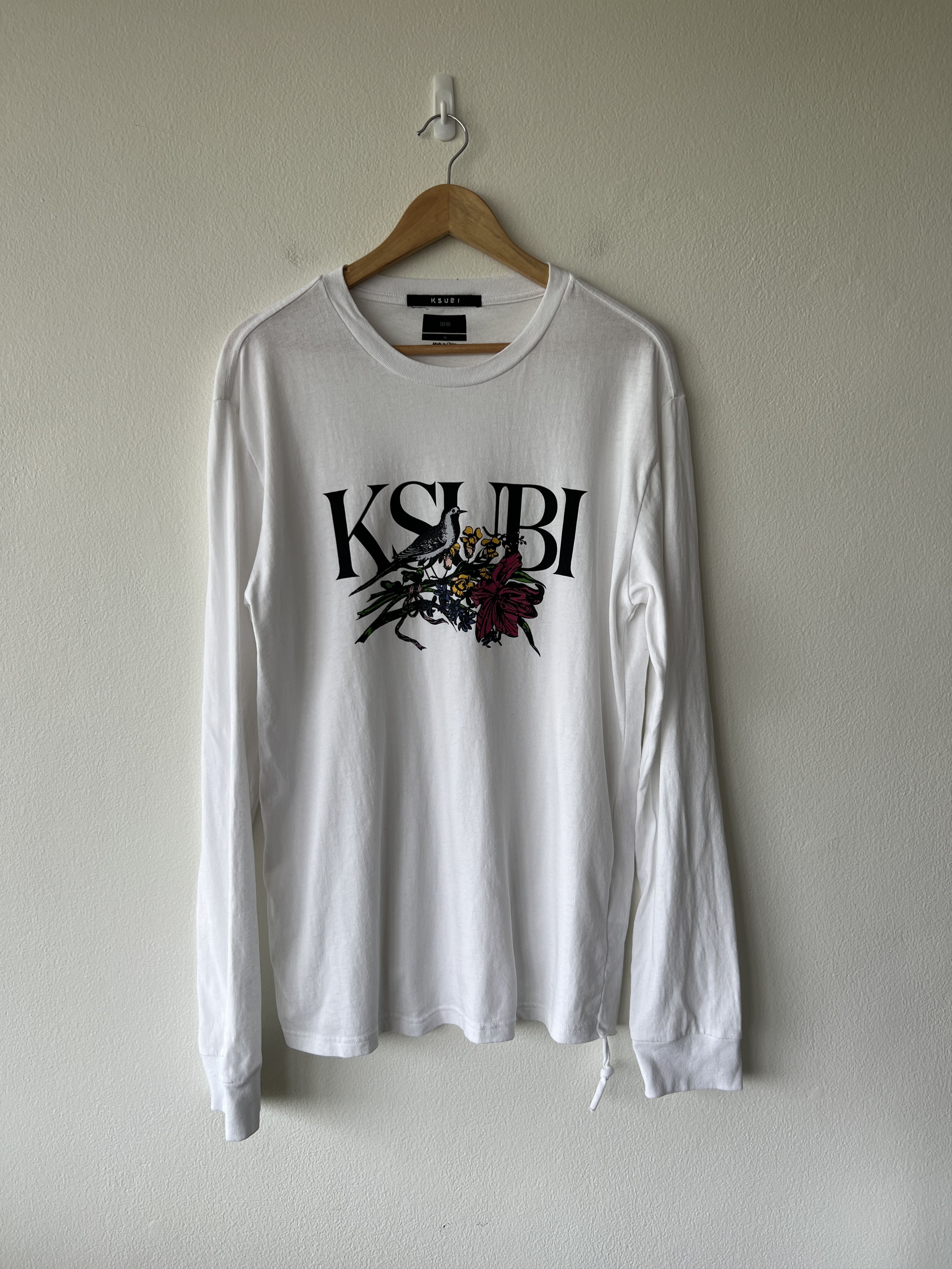 Ksubi tee shirt t long sleeve top white floral bird logo | Grailed