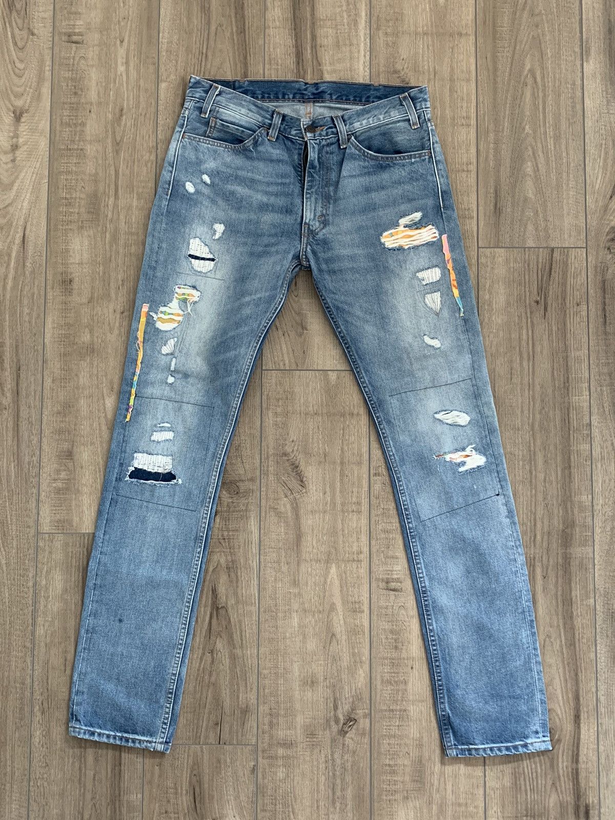 image of Levis 505C Distressed Repaired Denim 31X34 in Blue, Men's