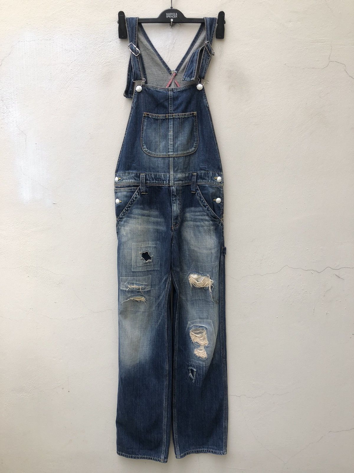 Hiroshi Fujiwara Vanquish Ripped Distressed Denim Overall Size US 31 - 1 Thumbnail