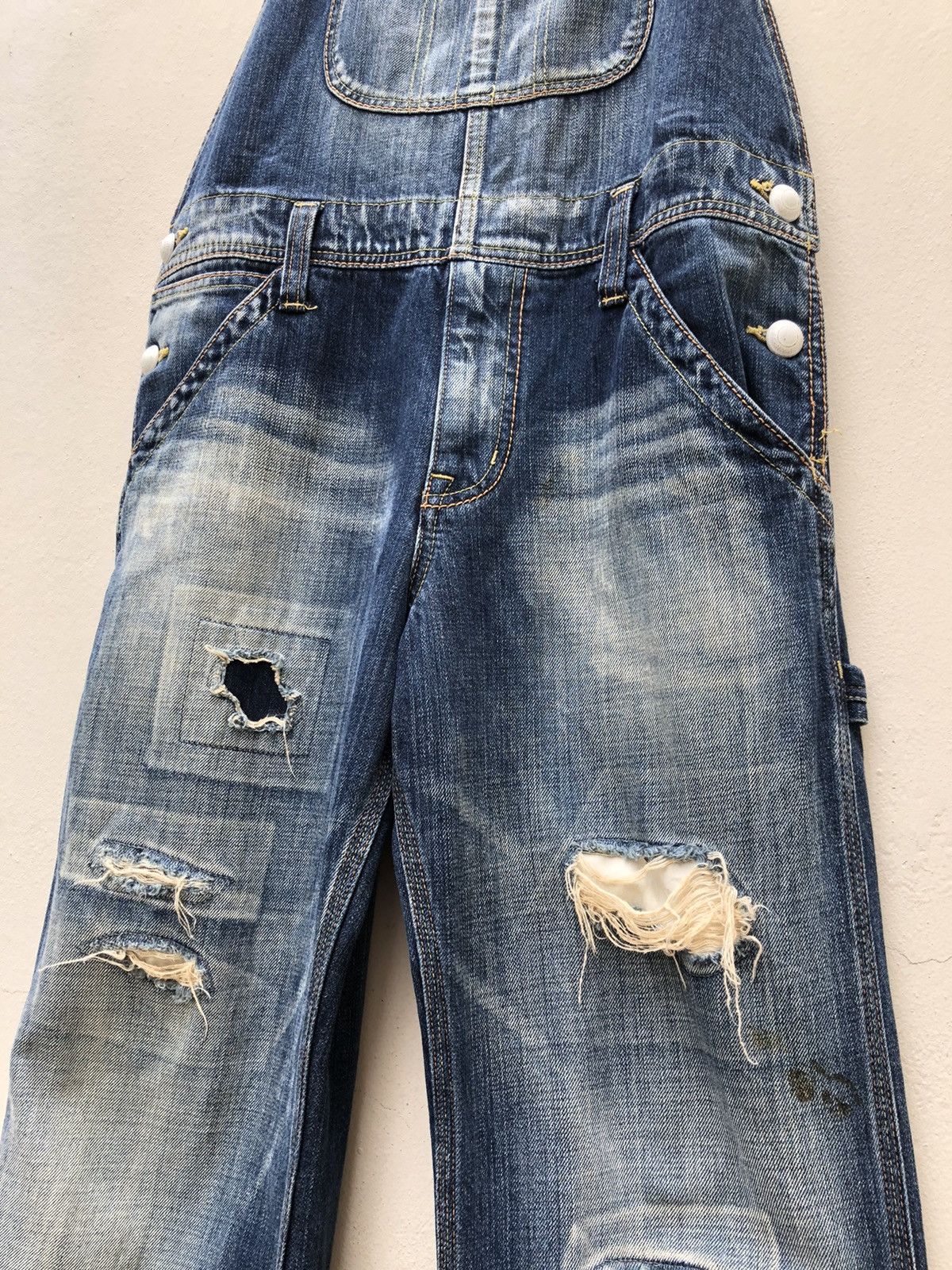 Hiroshi Fujiwara Vanquish Ripped Distressed Denim Overall Size US 31 - 5 Thumbnail