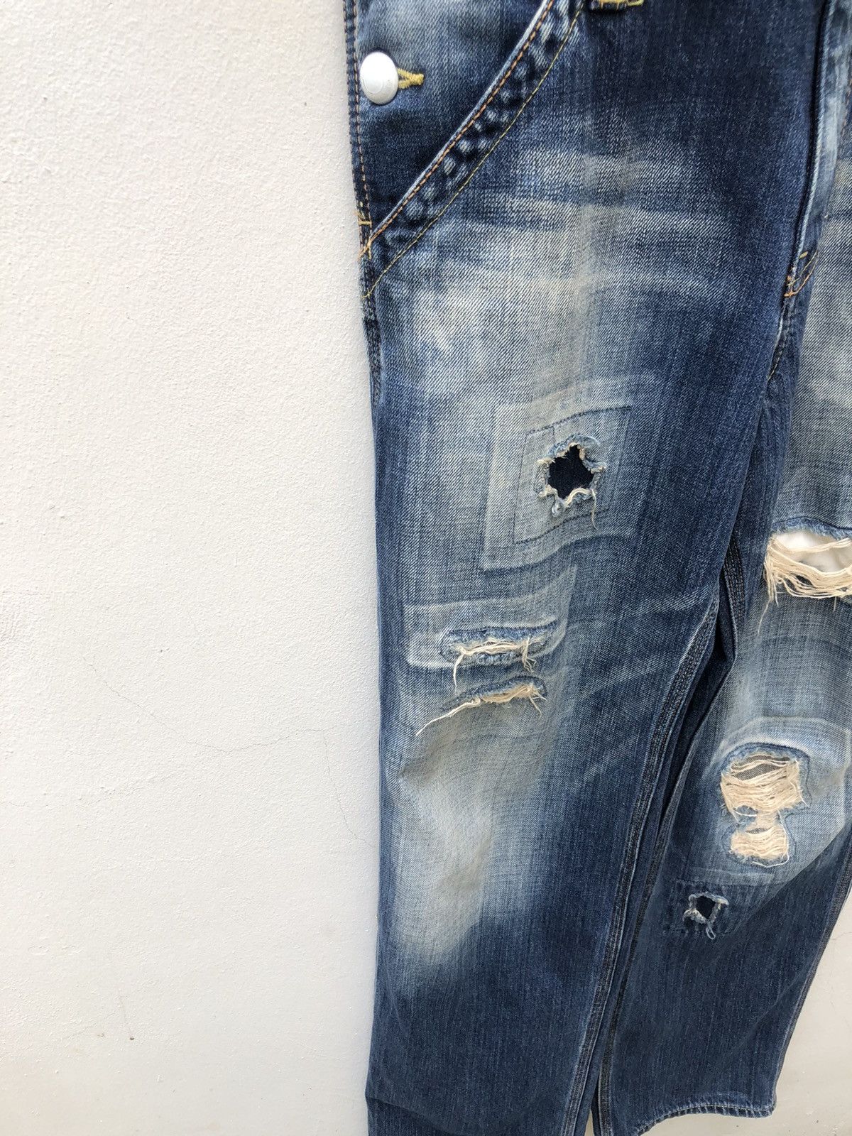 Hiroshi Fujiwara Vanquish Ripped Distressed Denim Overall Size US 31 - 8 Thumbnail