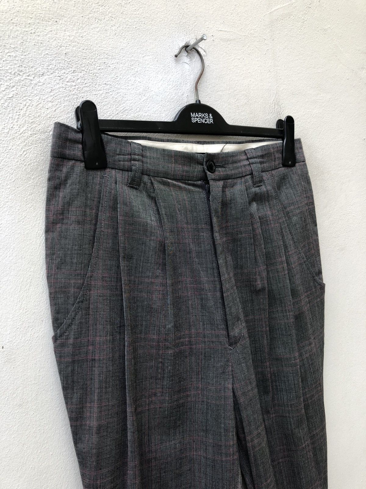 CABANE de ZUCCa Issey Miyake Zucca Wool Linen Blend Skinny Checks Trouser Size US 30 / EU 46 - 3 Thumbnail