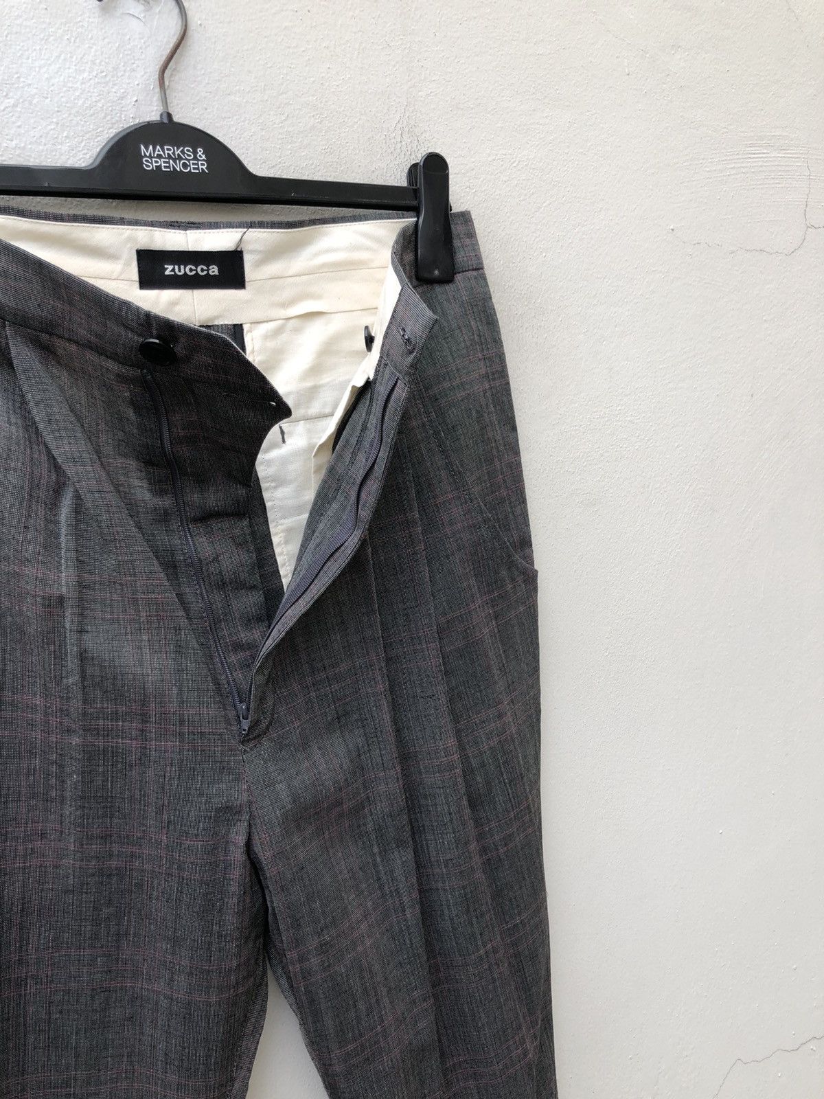 CABANE de ZUCCa Issey Miyake Zucca Wool Linen Blend Skinny Checks Trouser Size US 30 / EU 46 - 4 Thumbnail