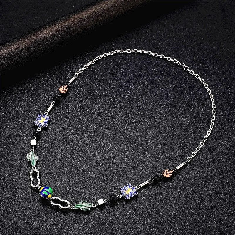 Jewelry Charm Necklace Cactus Chain Jewelry World Art Classic Flame Size ONE SIZE - 3 Thumbnail