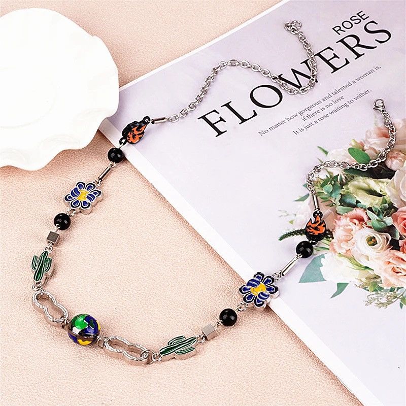 Jewelry Charm Necklace Cactus Chain Jewelry World Art Classic Flame Size ONE SIZE - 6 Thumbnail