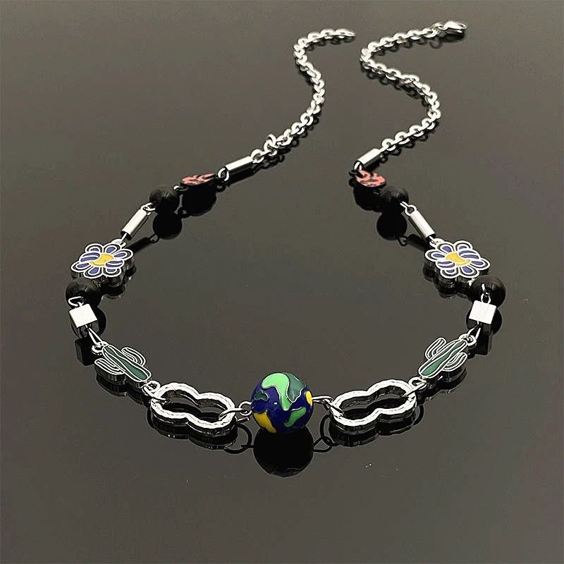 Jewelry Charm Necklace Cactus Chain Jewelry World Art Classic Flame Size ONE SIZE - 2 Thumbnail