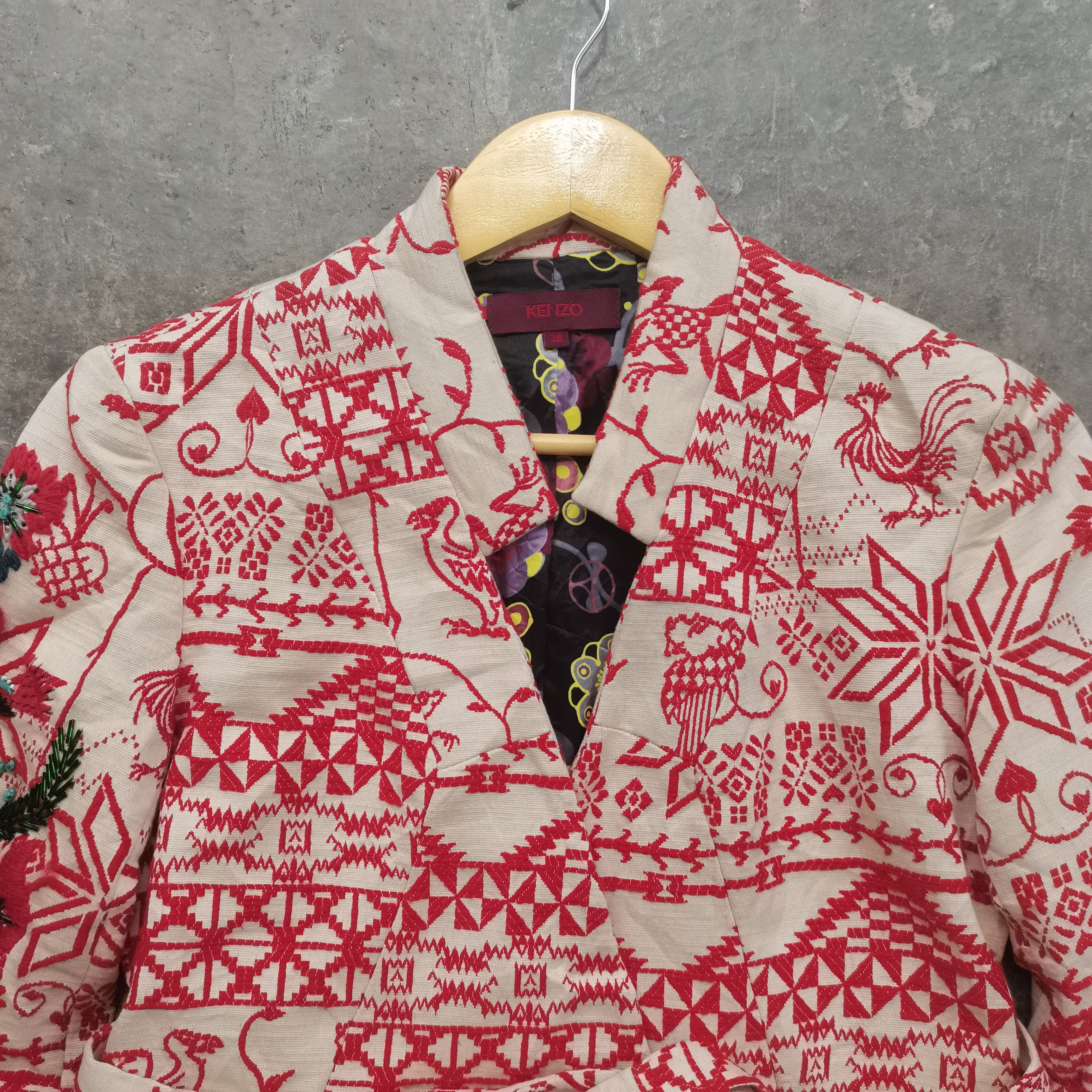 Kenzo Very Rare❗KENZO Light Beige Embroidered Cotton Kimono Jacket Size S / US 4 / IT 40 - 4 Thumbnail