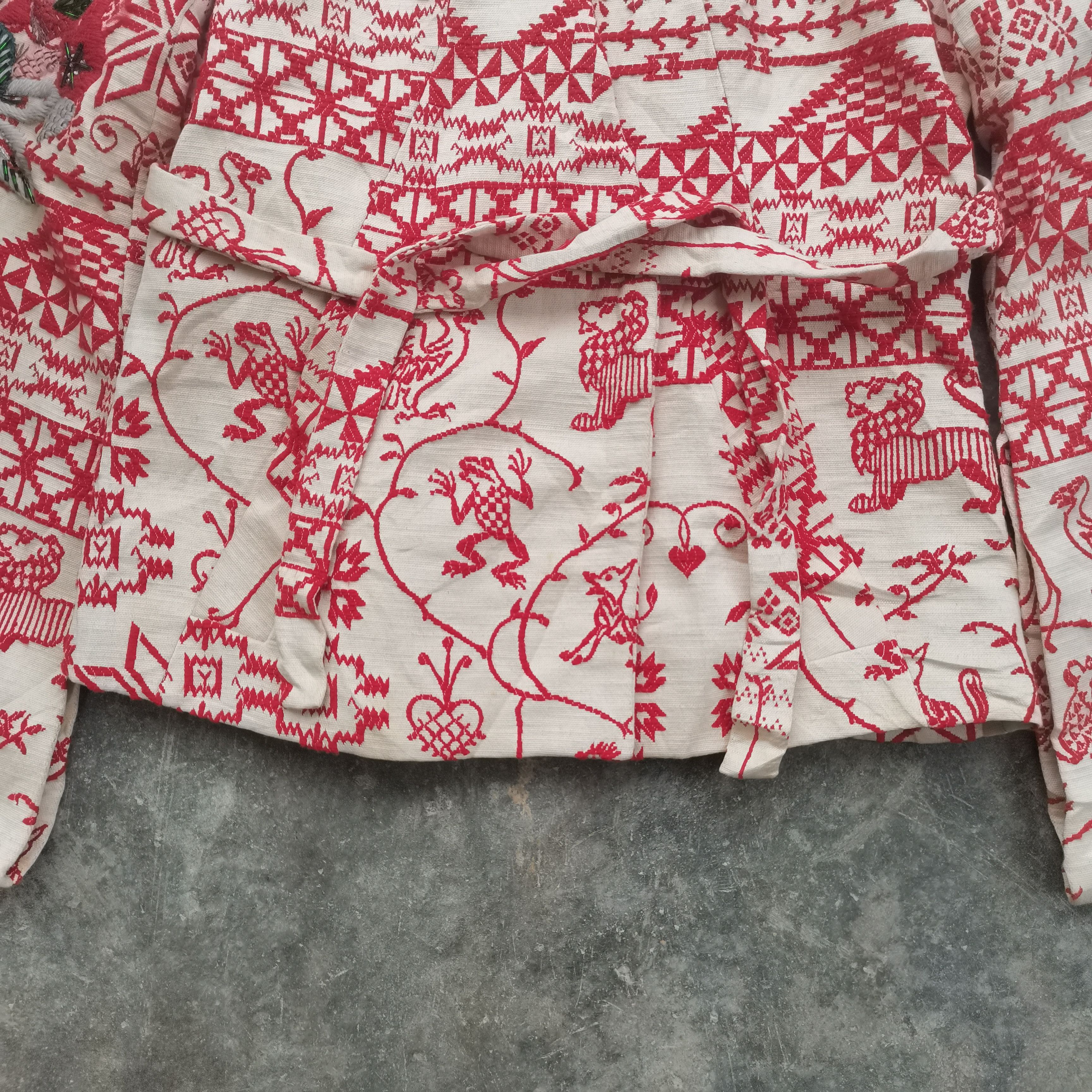 Kenzo Very Rare❗KENZO Light Beige Embroidered Cotton Kimono Jacket Size S / US 4 / IT 40 - 5 Thumbnail