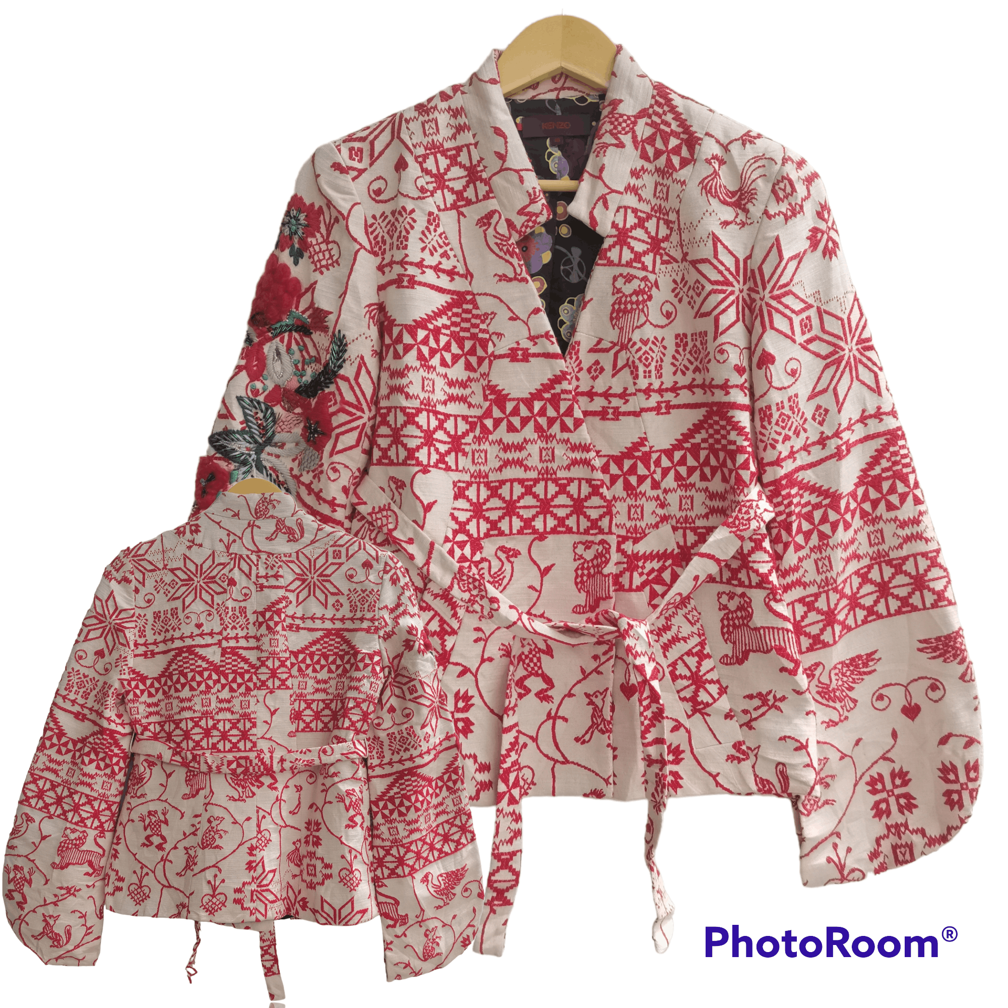 Kenzo Very Rare❗KENZO Light Beige Embroidered Cotton Kimono Jacket Size S / US 4 / IT 40 - 1 Thumbnail