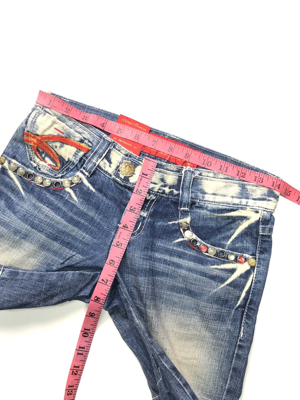 Japanese Brand RED PEPPER GOLD LABEL DISSTRESSED SHORT STUDED POCKET DENIM Size US 28 / EU 44 - 15 Thumbnail