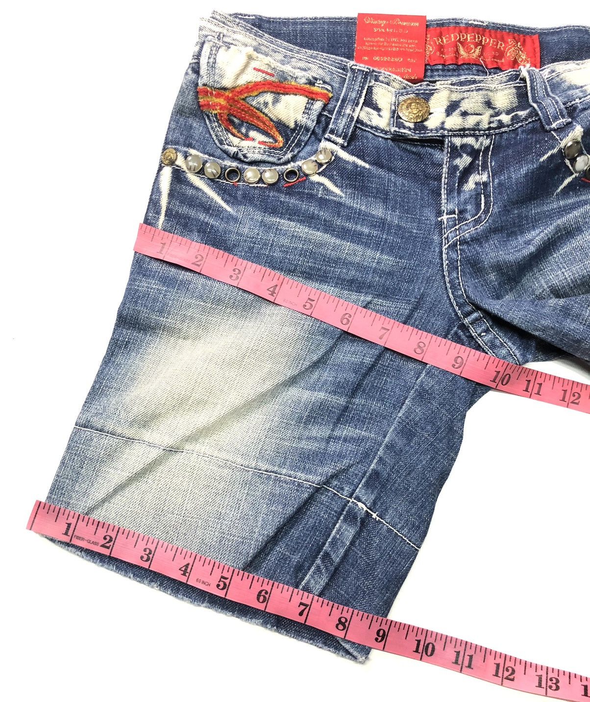 Japanese Brand RED PEPPER GOLD LABEL DISSTRESSED SHORT STUDED POCKET DENIM Size US 28 / EU 44 - 17 Thumbnail