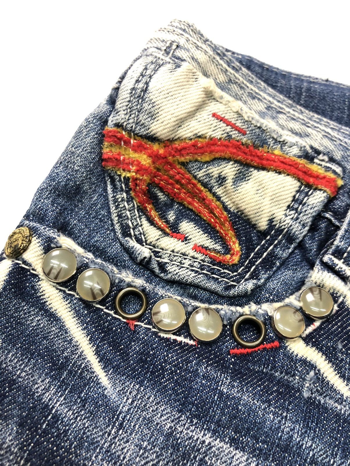 Japanese Brand RED PEPPER GOLD LABEL DISSTRESSED SHORT STUDED POCKET DENIM Size US 28 / EU 44 - 3 Thumbnail