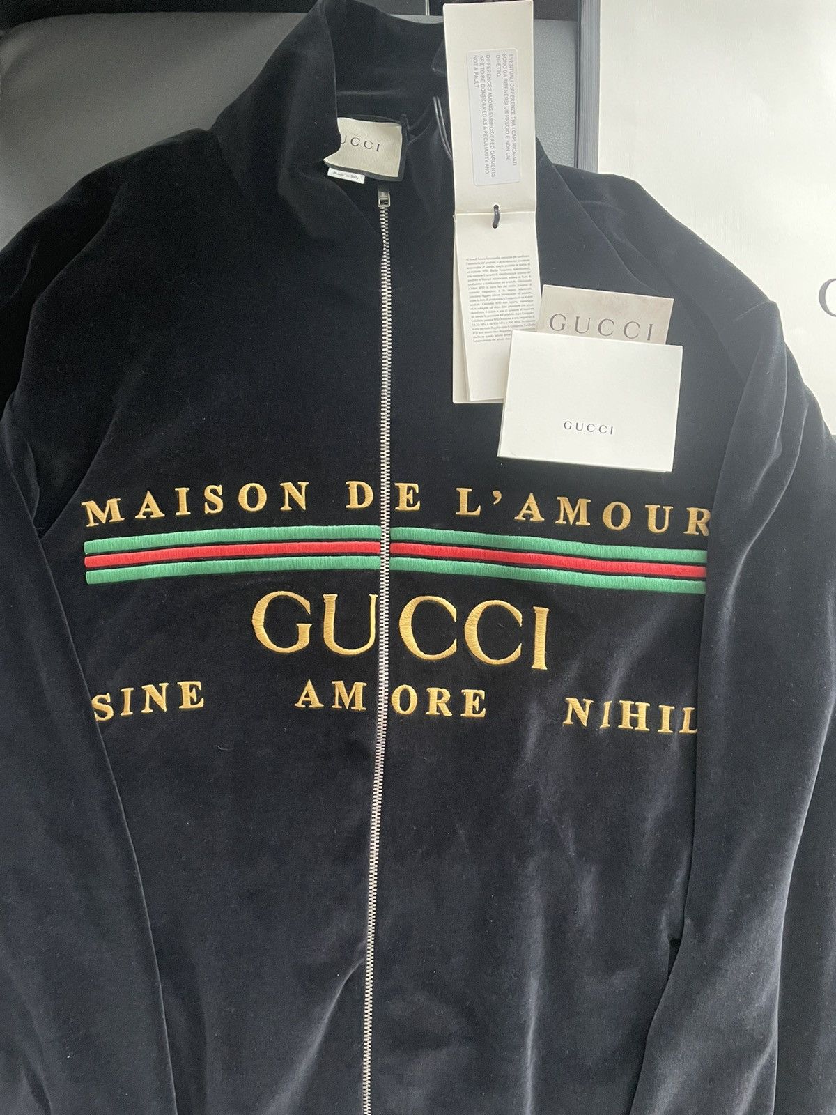 Gucci Super Runway $3k Value Gucci Velvet Logo Jacket Size US XL / EU 56 / 4 - 1 Thumbnail