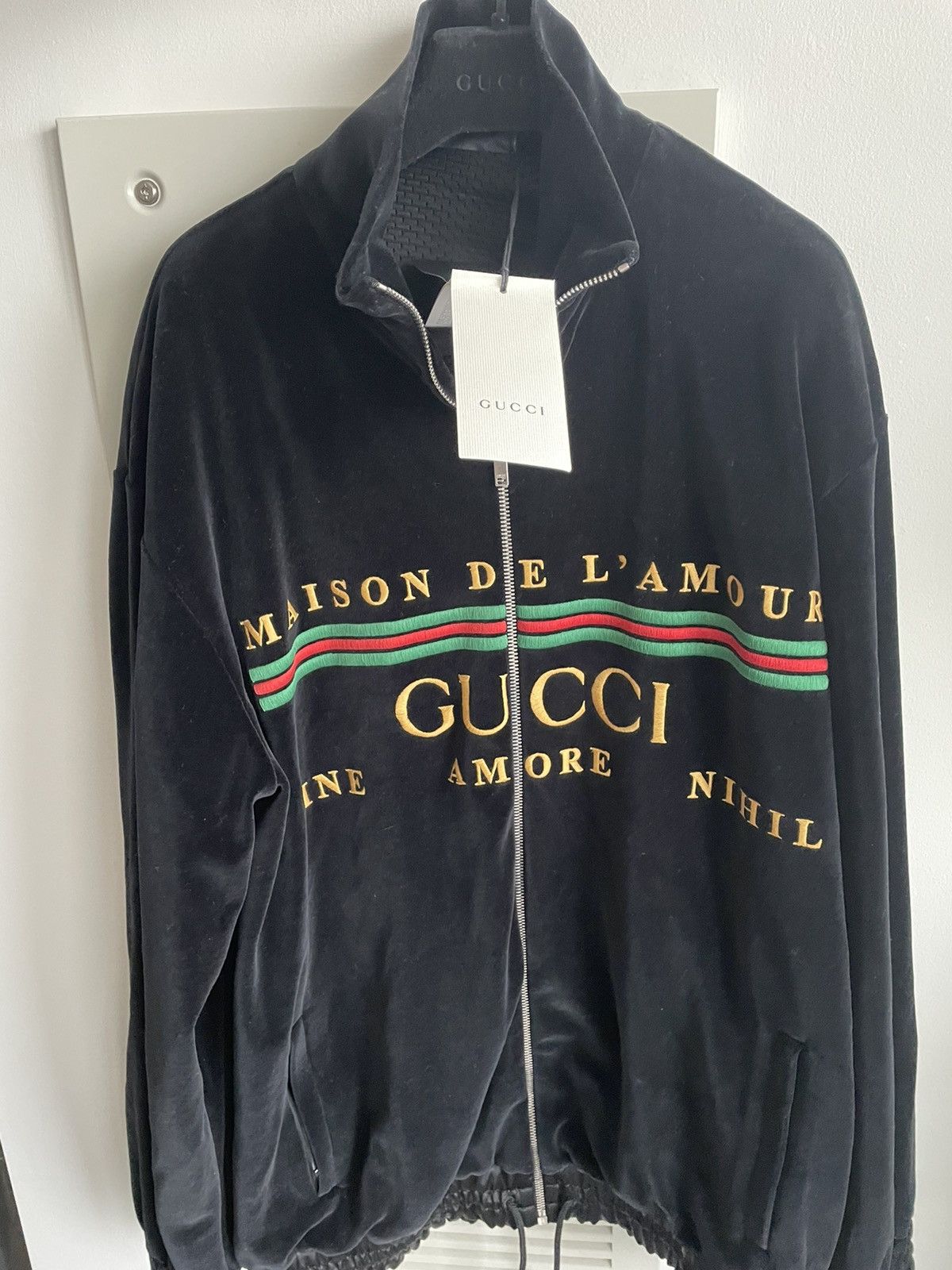 Gucci Super Runway $3k Value Gucci Velvet Logo Jacket Size US XL / EU 56 / 4 - 8 Thumbnail