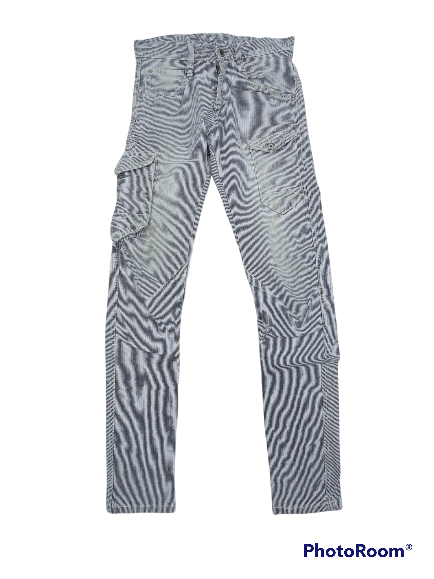 Other I'Z Frontier Slim Fit Distressed Hickory Stripe Cargo Pants Size US 28 / EU 44 - 1 Thumbnail
