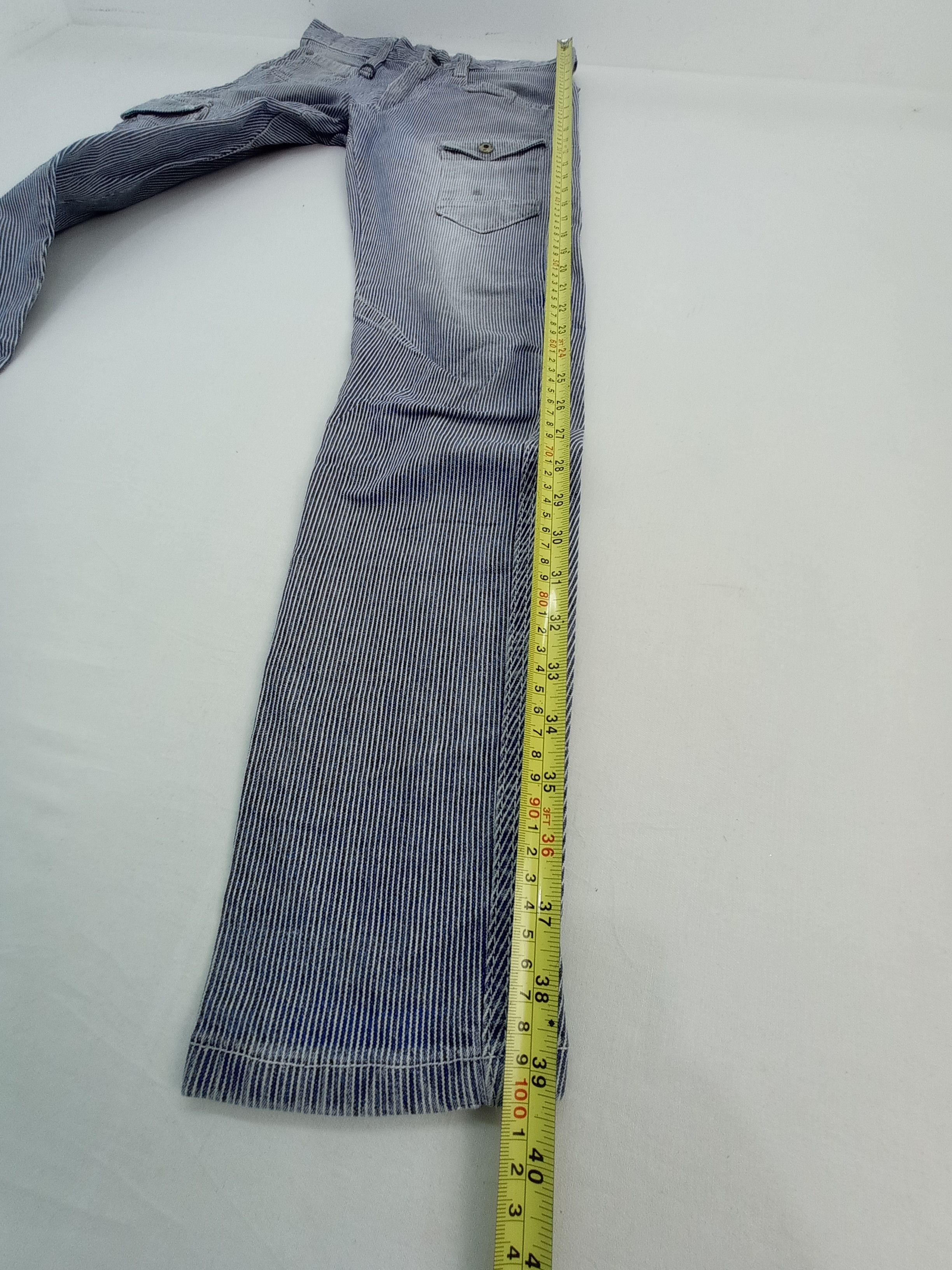 Other I'Z Frontier Slim Fit Distressed Hickory Stripe Cargo Pants Size US 28 / EU 44 - 18 Thumbnail