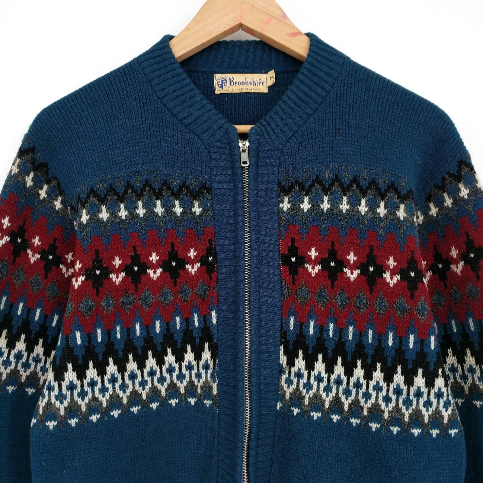 Vintage Vintage Brookshire Fair Isle Nordic Cardigan Sweater Teal Size US M / EU 48-50 / 2 - 2 Thumbnail