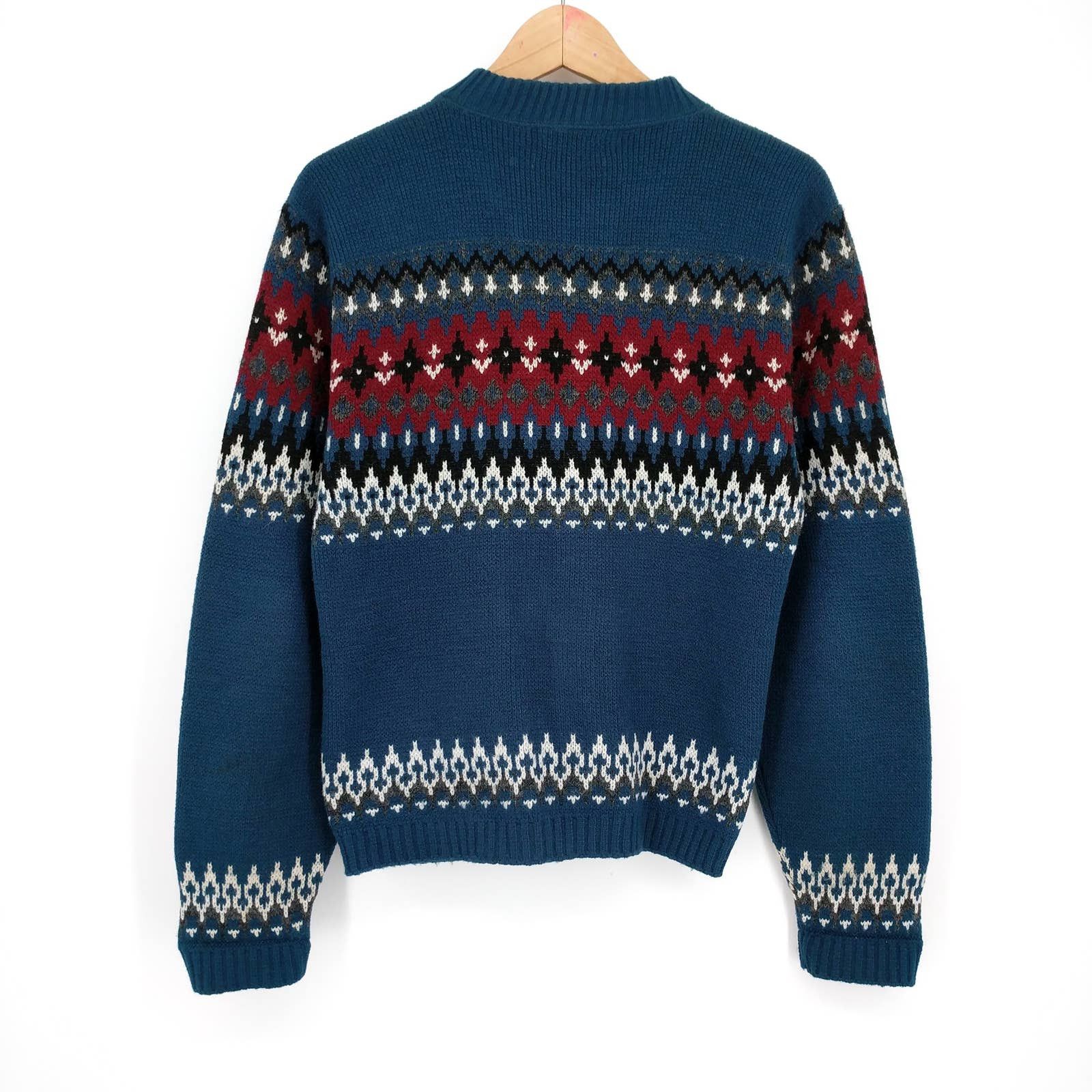 Vintage Vintage Brookshire Fair Isle Nordic Cardigan Sweater Teal Size US M / EU 48-50 / 2 - 5 Thumbnail