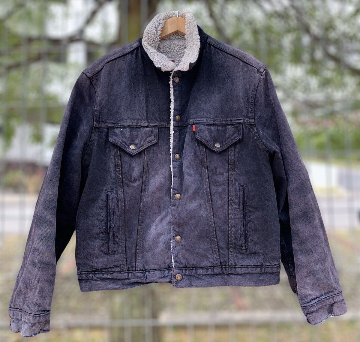 Levi's × Vintage Vintage 90’s Levi’s Trucker Sherpa Distresses Sunfaded Size US S / EU 44-46 / 1 - 1 Thumbnail