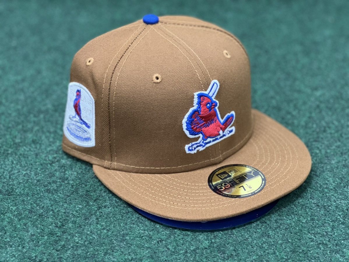 image of Hat Club x Mlb Ballpark Snacks St Louis Cardinals 1967 Ws Patch Fitted Hat in Dark Khaki, Men's