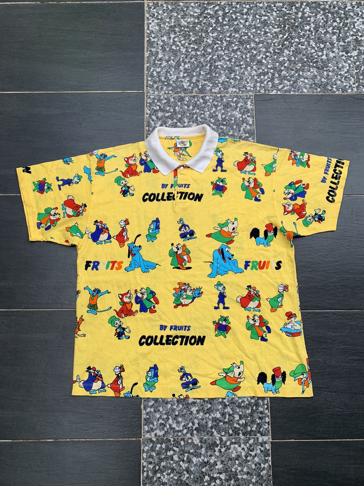 Rare Vintage Disney Full Print Polo T- Shirt