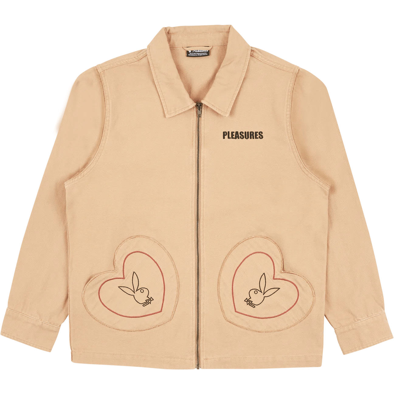 image of Playboy x Pleasures Open Heart Jacket in Tan, Men's (Size Medium)