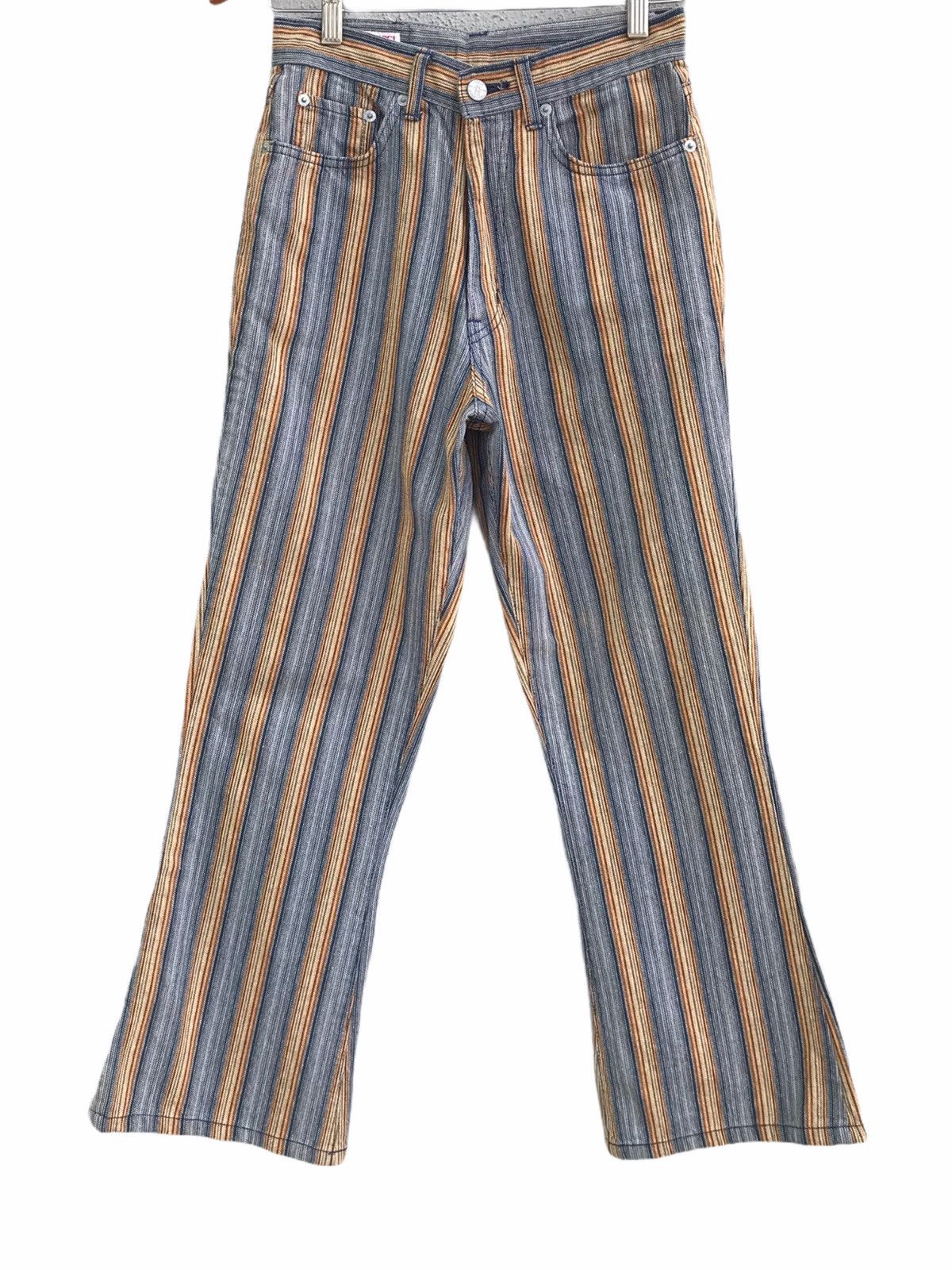 image of Fiorucci Color Contrast Striped Flare Denim Jeans, Women's (Size 26)