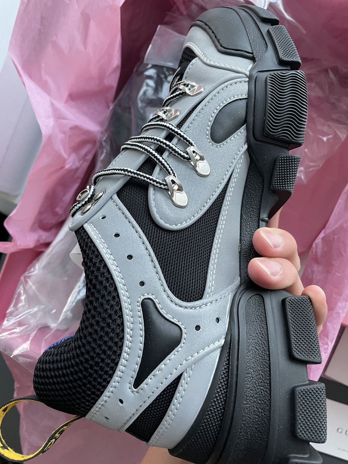 Gucci $1,500 Limited Edition Runway Flashtrek Reflective Sneaker Size US 10 / EU 43 - 14 Thumbnail