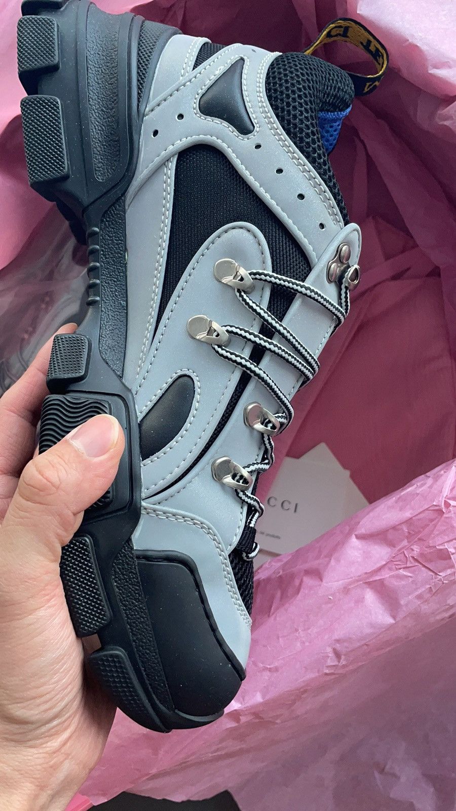 Gucci $1,500 Limited Edition Runway Flashtrek Reflective Sneaker Size US 10 / EU 43 - 8 Thumbnail