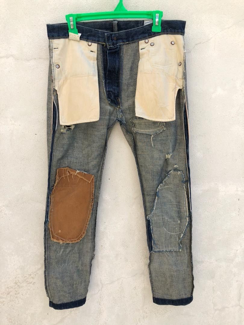 FDMTL Boro Patchwork Denim Skinny Jeans Size US 31 - 11 Thumbnail