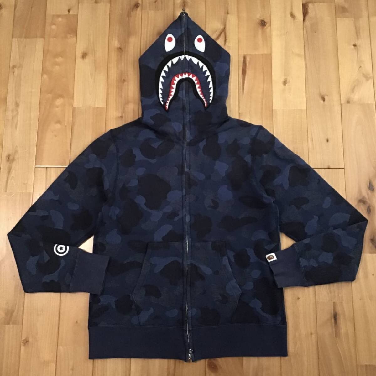 Bape BAPE Shark full zip hoodie jacquard blue camo a bathing ape Grailed