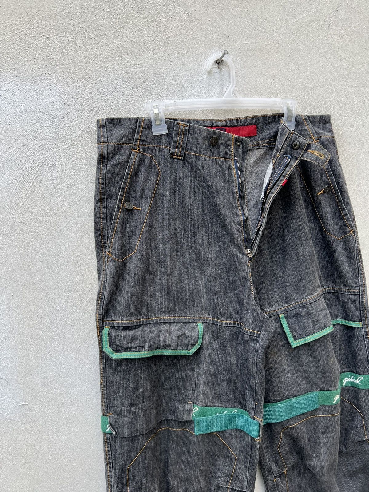 Marithe + Francois Girbaud Vintage MFG Green Strap Bondage Cargo Denim Trouser Size US 36 / EU 52 - 6 Thumbnail
