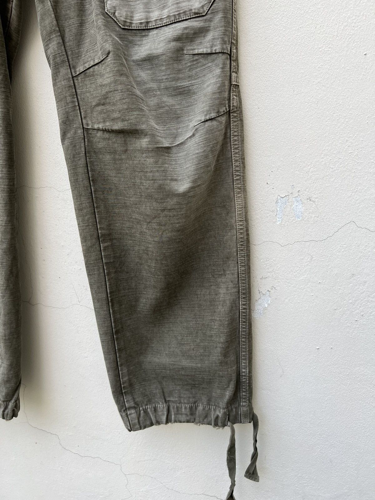 Vintage VTG Bartack Japan Distress Fade Olive Green Cargo Trouser Size US 31 - 9 Thumbnail