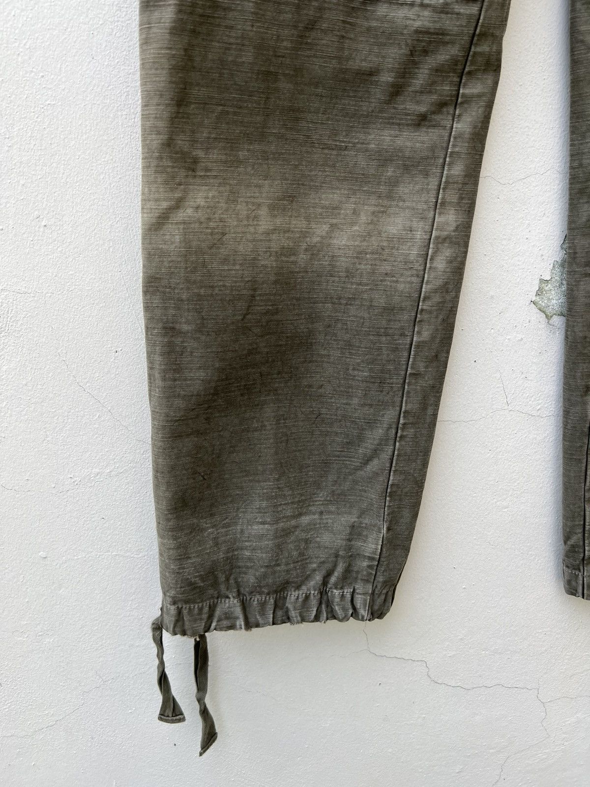Vintage VTG Bartack Japan Distress Fade Olive Green Cargo Trouser Size US 31 - 12 Thumbnail