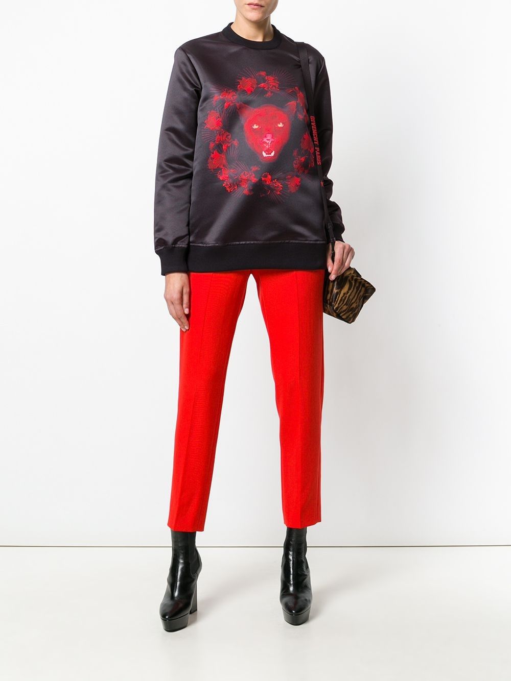 Givenchy $1350 Givenchy Black Satin Panther Floral Bambi Sweatshirt Size US S / EU 44-46 / 1 - 4 Thumbnail