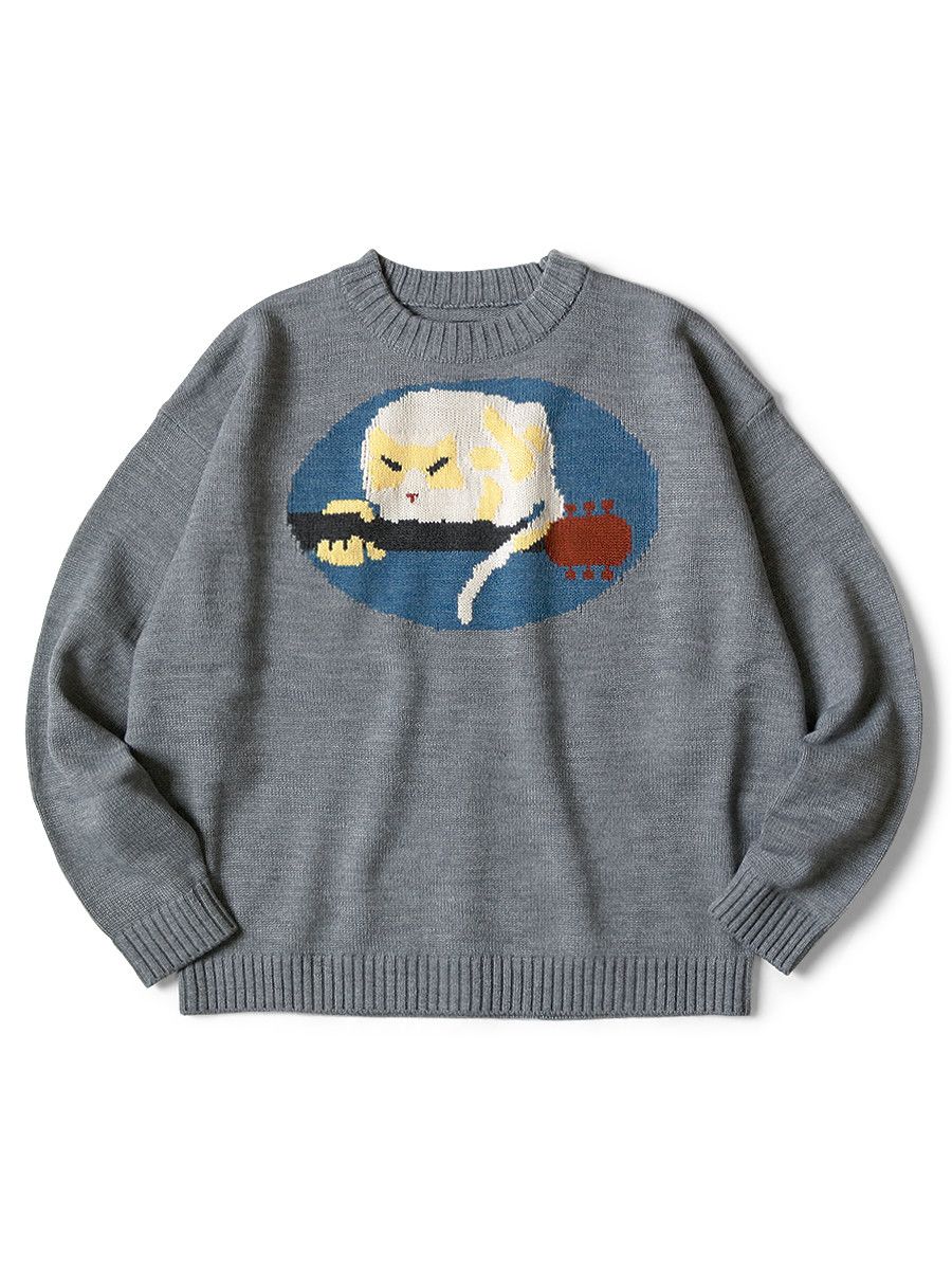 Kapital Kapital 7G Wool FAT CAT ON LEGEND LIVE Crew Sweater Size US L / EU 52-54 / 3 - 1 Thumbnail