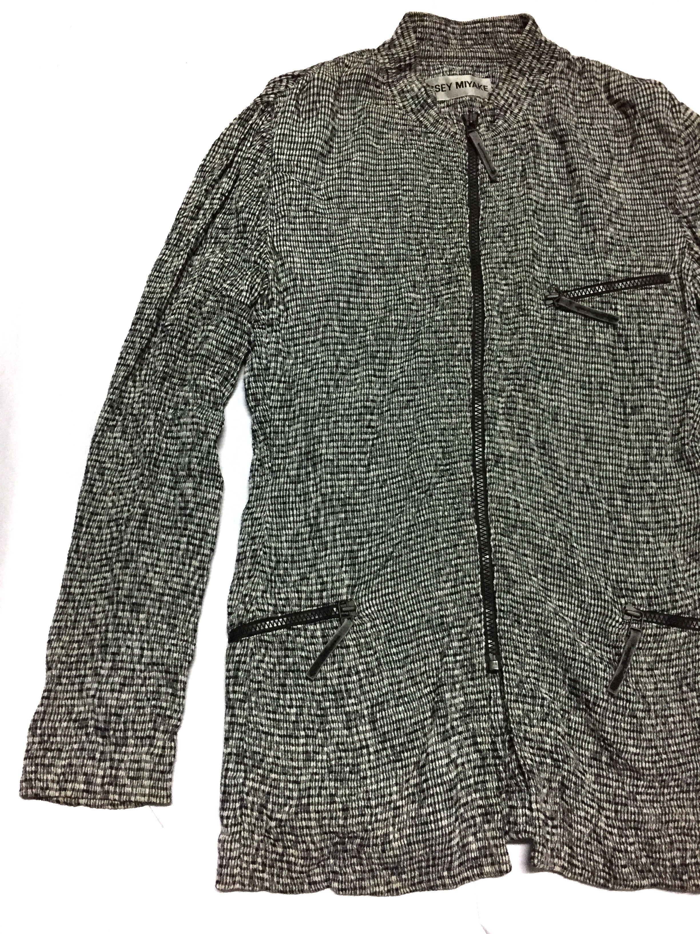 Issey Miyake AW06 Checkered Wrinkle Abstract Zipper Sweater Size M / US 6-8 / IT 42-44 - 3 Thumbnail