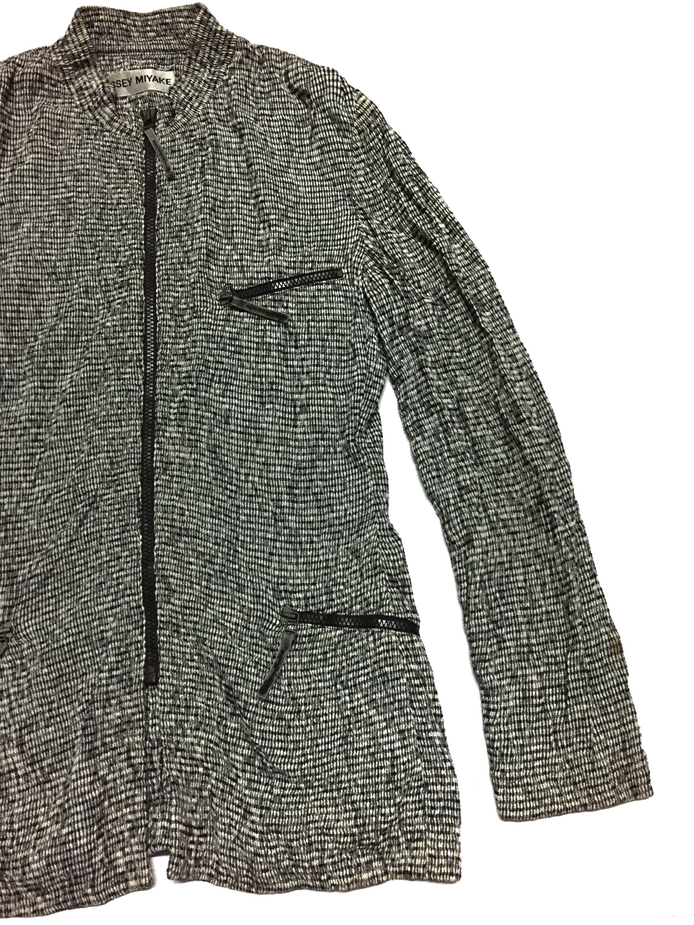 Issey Miyake AW06 Checkered Wrinkle Abstract Zipper Sweater Size M / US 6-8 / IT 42-44 - 2 Thumbnail