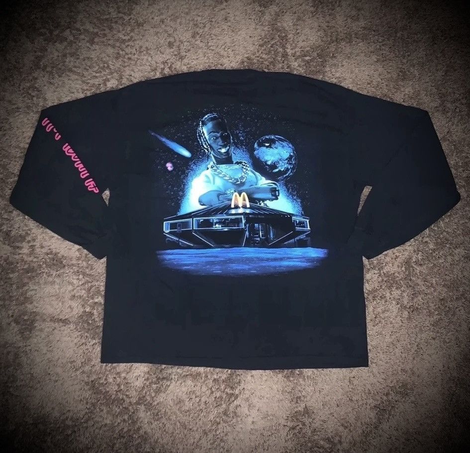 image of Travis Scott Mcdonalds Space Shirt Cactus Jack in Black, Men's (Size XL)