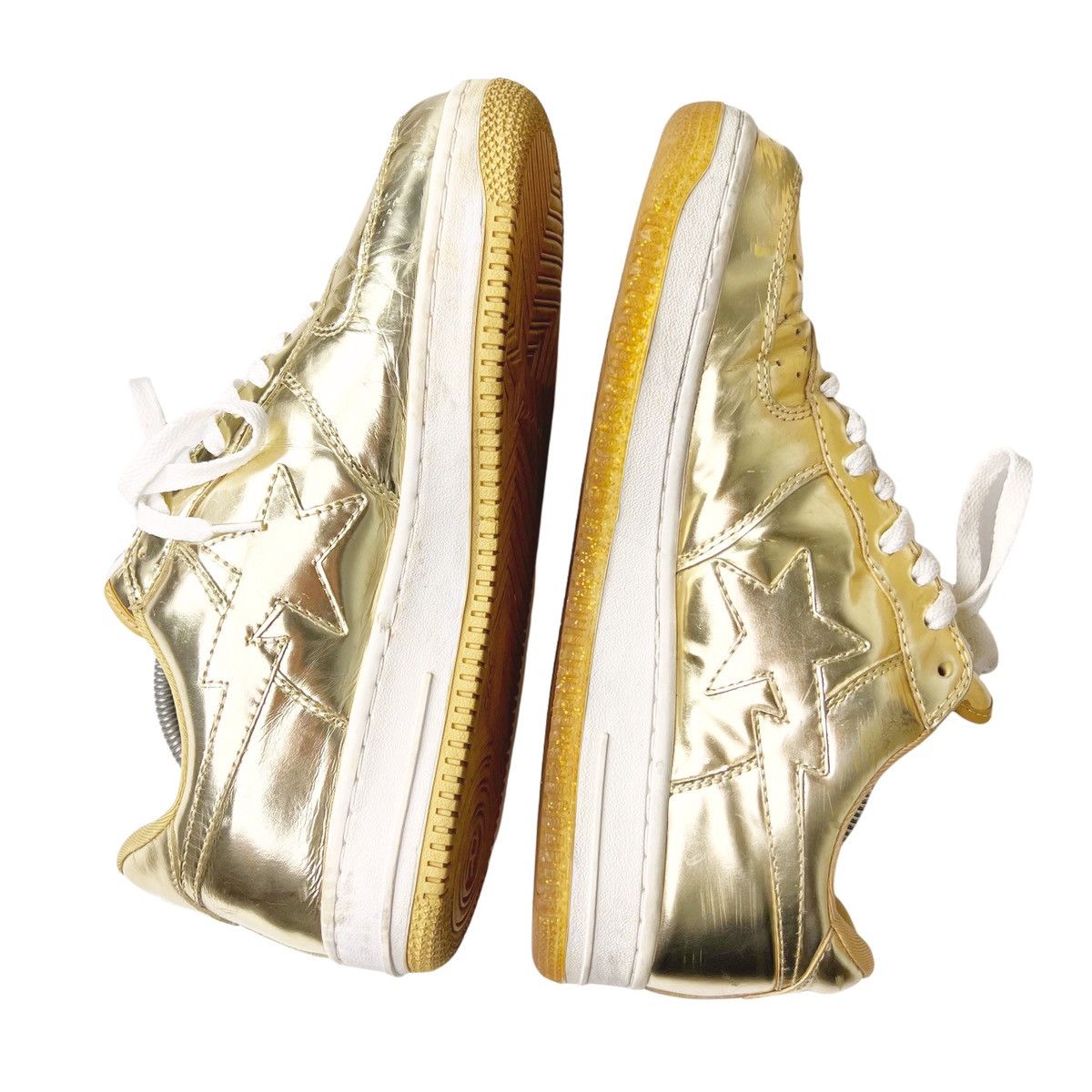 Bape Bape Bapesta Gold Trainers Size US 10 / EU 43 - 4 Thumbnail